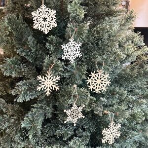 Assorted wood snowflake ornaments